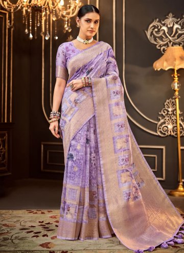 Lavender Silk Woven Designer Saree for Ceremonial