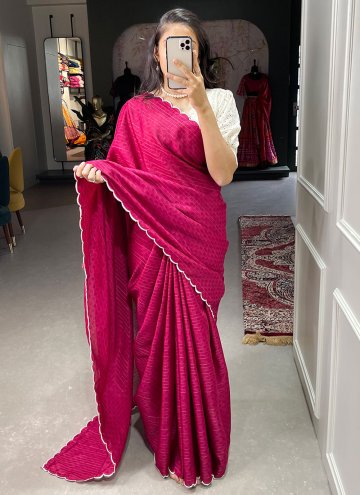 Lucknowi Work Cotton  Pink Classic Designer Saree