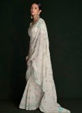 Lucknowi Work Georgette Off White Designer Saree - 2
