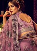 Lycra Contemporary Saree in Pink Enhanced with Embroidered - 3