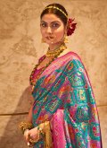 Magenta and Rama color Patola Silk Designer Traditional Saree with Woven - 4