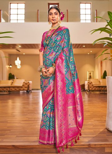 Magenta and Rama color Patola Silk Designer Tradit