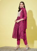 Magenta Chanderi Embroidered Anarkali Suit for Casual - 3