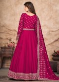 Magenta color Art Silk Salwar Suit with Embroidered - 1