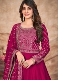 Magenta color Art Silk Salwar Suit with Embroidered - 2