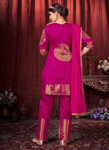 Magenta color Art Silk Straight Salwar Kameez with Woven