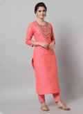 Magenta color Embroidered Art Dupion Silk Trendy Salwar Kameez - 3