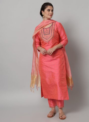 Magenta color Embroidered Art Dupion Silk Trendy Salwar Kameez