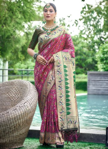 Magenta color Patola Silk Classic Designer Saree w