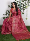 Magenta color Patola Silk Designer Saree with Woven - 1
