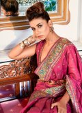 Magenta color Satin Silk Contemporary Saree with Woven - 1