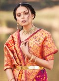 Magenta Contemporary Saree in Silk with Woven - 1