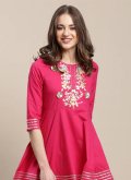 Magenta Cotton  Embroidered Palazzo Suit for Ceremonial - 1