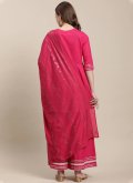 Magenta Cotton  Embroidered Palazzo Suit for Ceremonial - 2