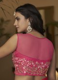 Magenta Designer A Line Lehenga Choli in Net with Embroidered - 4