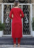 Maroon Casual Kurti in Cotton  with Embroidered - 2