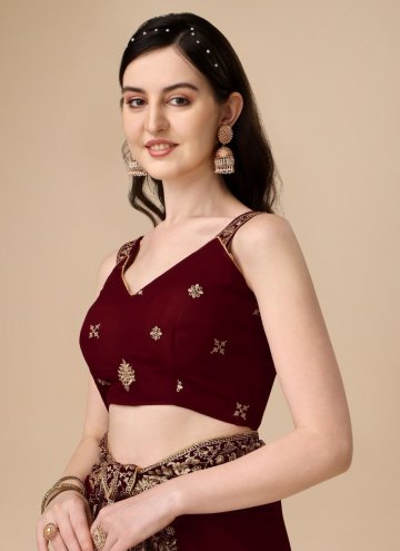 Maroon Classic Designer Saree in Georgette with Embroidered