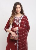 Maroon color Cotton  Designer Salwar Kameez with Thread - 1