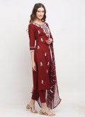 Maroon color Cotton  Designer Salwar Kameez with Thread - 2