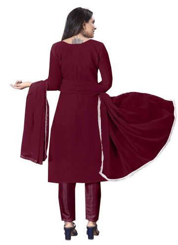 Maroon color Embroidered Georgette Trendy Salwar Suit