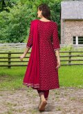 Maroon color Embroidered Rayon Party Wear Kurti - 2
