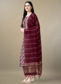 Maroon color Embroidered Rayon Trendy Salwar Kameez - 2