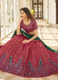 Maroon color Georgette A Line Lehenga Choli with Sequins Work - 1