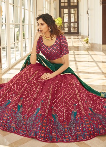 Maroon color Georgette A Line Lehenga Choli with Sequins Work