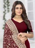 Maroon color Georgette Contemporary Saree with Diamond Work - 1