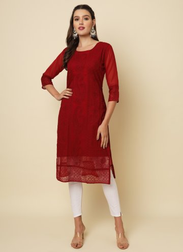 Maroon color Georgette Party Wear Kurti with Chika