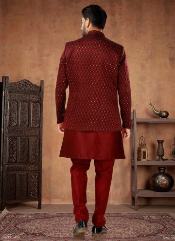 Maroon color Jacquard Indo Western with Jacquard Work