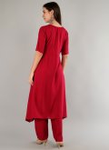 Maroon color Lace Rayon Salwar Suit - 1