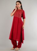 Maroon color Lace Rayon Salwar Suit - 2