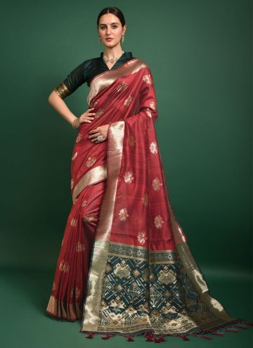 Maroon color Patola Silk Classic Designer Saree with Woven