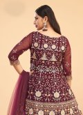 Maroon color Pure Georgette Designer Salwar Kameez with Embroidered - 2