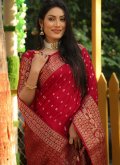 Maroon color Silk Classic Designer Saree with Bandhej Print - 2