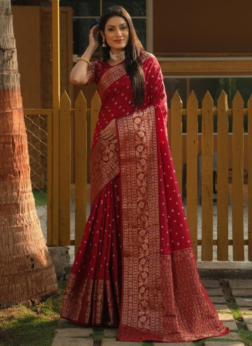 Maroon color Silk Classic Designer Saree with Band