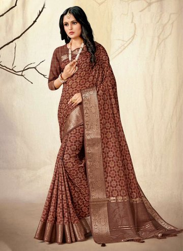 Maroon color Silk Trendy Saree with Digital Print