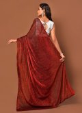 Maroon color Velvet Contemporary Saree with Woven - 3
