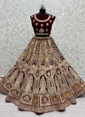 Maroon color Velvet Trendy Lehenga Choli with Diamond Work - 1