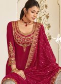 Maroon color Vichitra Silk Trendy Salwar Kameez with Embroidered - 1