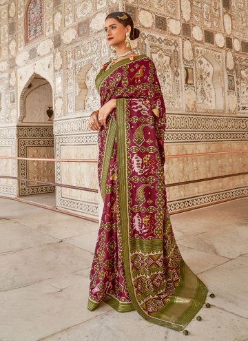 Maroon color Woven Patola Silk Designer Traditiona