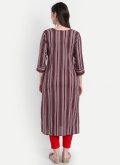 Maroon Cotton  Embroidered Party Wear Kurti for Casual - 1