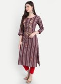 Maroon Cotton  Embroidered Party Wear Kurti for Casual - 2