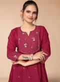 Maroon Designer Kurti in Viscose with Embroidered - 2