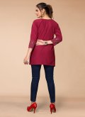Maroon Designer Kurti in Viscose with Embroidered - 3