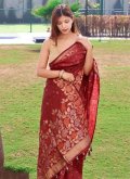 Maroon Designer Saree in Art Banarasi Silk with Woven - 1