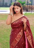 Maroon Designer Saree in Art Banarasi Silk with Woven - 2