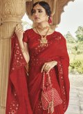 Maroon Fancy Fabric Embroidered Contemporary Saree - 1