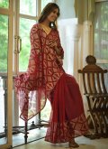 Maroon Georgette Embroidered Contemporary Saree - 2